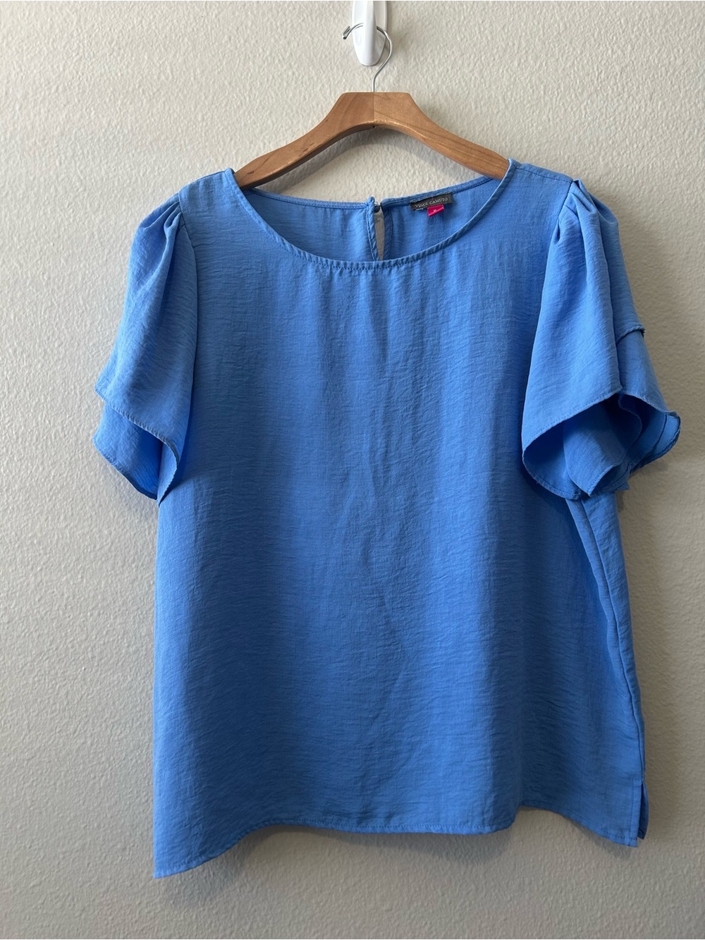 Vince Camuto Cornflower Blue Flutter Sleeve Blouse
